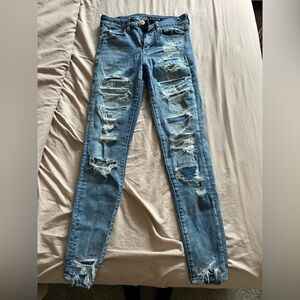 American Eagle Outfitters Ripped Blue Skinny Jeans